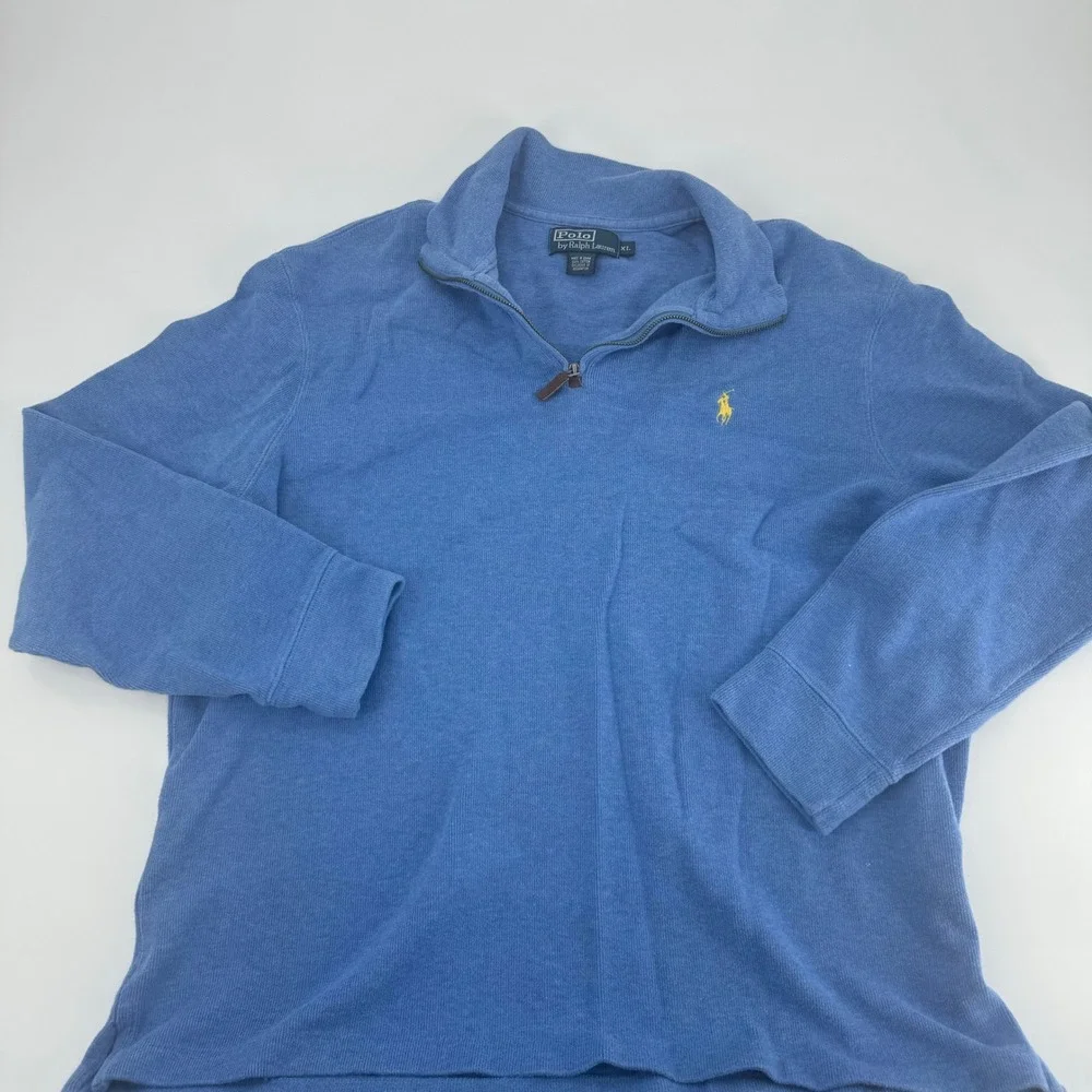 Polo Ralph Lauren Mens XL‎ Blue Quarter Zip Long Sleeve Pullover Sweater